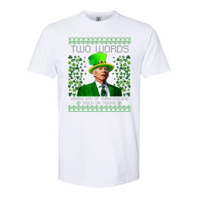 Two Words Merry 4th Of Thanksgiving Funny Biden St Patricks Day Gift Softstyle® CVC T-Shirt