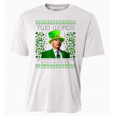 Two Words Merry 4th Of Thanksgiving Funny Biden St Patricks Day Gift Cooling Performance Crew T-Shirt