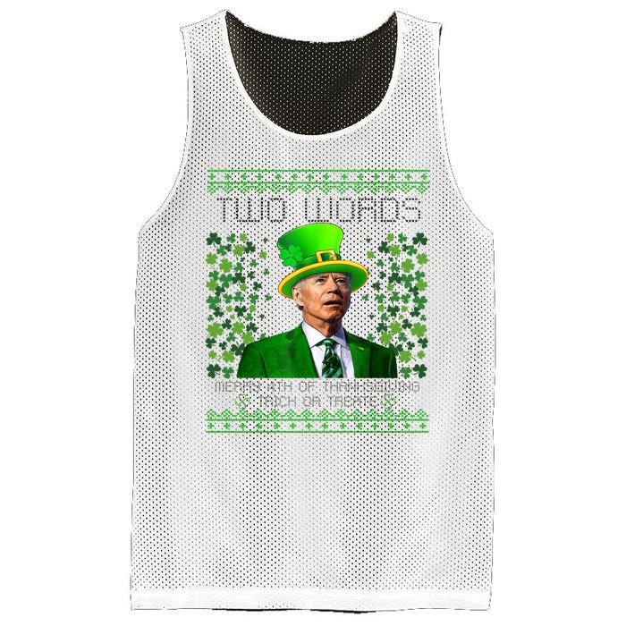 Two Words Merry 4th Of Thanksgiving Funny Biden St Patricks Day Gift Mesh Reversible Basketball Jersey Tank