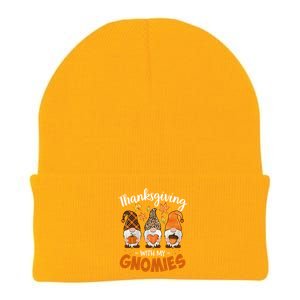 Thanksgiving With My Gnomie Leopard Teacher Fall Gnome Great Gift Knit Cap Winter Beanie