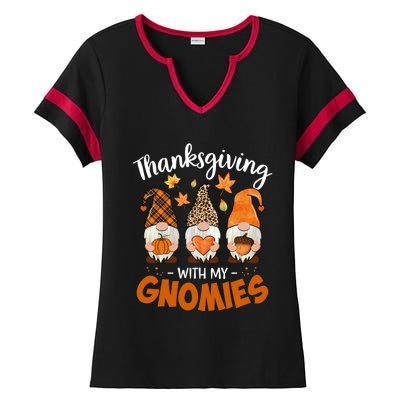 Thanksgiving With My Gnomie Leopard Teacher Fall Gnome Great Gift Ladies Halftime Notch Neck Tee