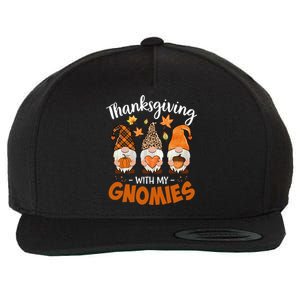 Thanksgiving With My Gnomie Leopard Teacher Fall Gnome Great Gift Wool Snapback Cap