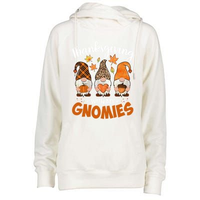 Thanksgiving With My Gnomie Leopard Teacher Fall Gnome Great Gift Womens Funnel Neck Pullover Hood