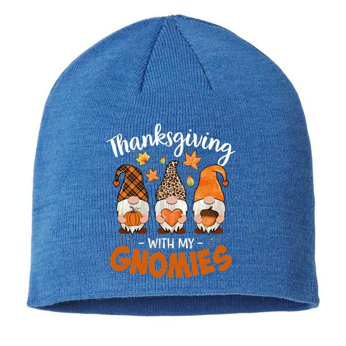 Thanksgiving With My Gnomie Leopard Teacher Fall Gnome Great Gift Sustainable Beanie