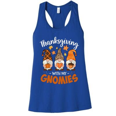 Thanksgiving With My Gnomie Leopard Teacher Fall Gnome Great Gift Women's Racerback Tank