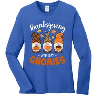 Thanksgiving With My Gnomie Leopard Teacher Fall Gnome Great Gift Ladies Long Sleeve Shirt