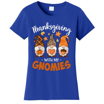 Thanksgiving With My Gnomie Leopard Teacher Fall Gnome Great Gift Women's T-Shirt