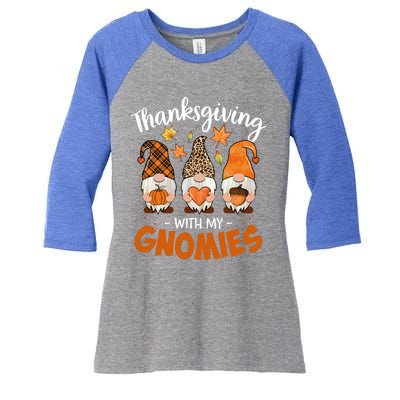 Thanksgiving With My Gnomie Leopard Teacher Fall Gnome Great Gift Women's Tri-Blend 3/4-Sleeve Raglan Shirt