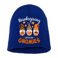 Thanksgiving With My Gnomie Leopard Teacher Fall Gnome Great Gift Short Acrylic Beanie