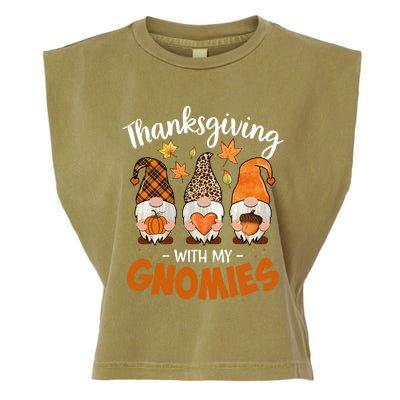 Thanksgiving With My Gnomie Leopard Teacher Fall Gnome Great Gift Garment-Dyed Women's Muscle Tee