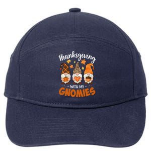 Thanksgiving With My Gnomie Leopard Teacher Fall Gnome Great Gift 7-Panel Snapback Hat