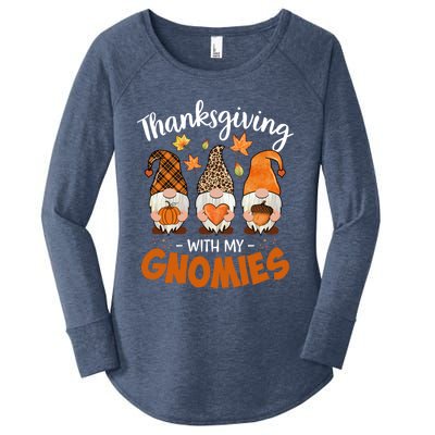 Thanksgiving With My Gnomie Leopard Teacher Fall Gnome Great Gift Women's Perfect Tri Tunic Long Sleeve Shirt