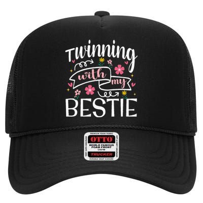 Twinning With My Bestie Girl Twin Day Best Friend BFF Cute High Crown Mesh Back Trucker Hat