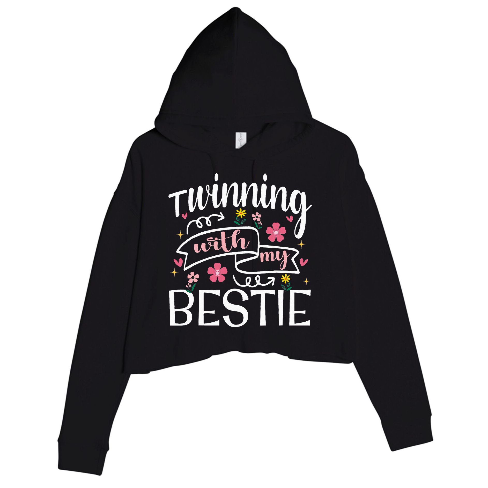 Twinning With My Bestie Girl Twin Day Best Friend BFF Cute Crop Fleece Hoodie