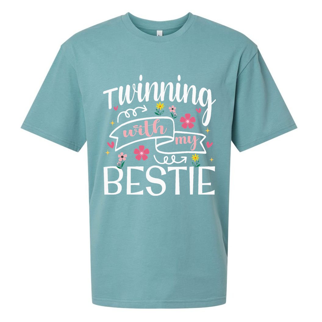 Twinning With My Bestie Girl Twin Day Best Friend BFF Cute Sueded Cloud Jersey T-Shirt