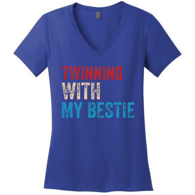 T.winning With My Bestie Spirit Week Twin Day Best Friend Women's V-Neck T-Shirt