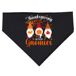 Thanksgiving With My Gnomies Funny Autumn Gnomes Lover USA-Made Doggie Bandana