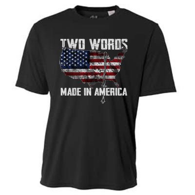 Two Words Made In America Joe Biden Vintage American US Flag Cooling Performance Crew T-Shirt