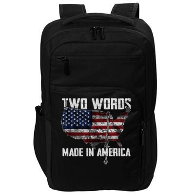 Two Words Made In America Joe Biden Vintage American US Flag Impact Tech Backpack