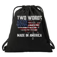 Two Words Made In America Joe Biden Vintage American US Flag Drawstring Bag