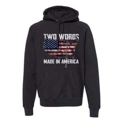 Two Words Made In America Joe Biden Vintage American US Flag Premium Hoodie