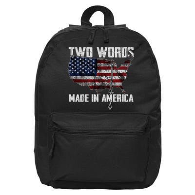 Two Words Made In America Joe Biden Vintage American US Flag 16 in Basic Backpack