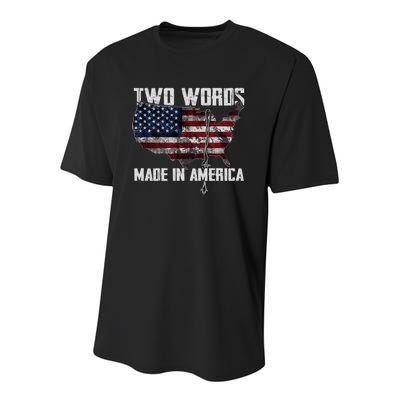 Two Words Made In America Joe Biden Vintage American US Flag Youth Performance Sprint T-Shirt