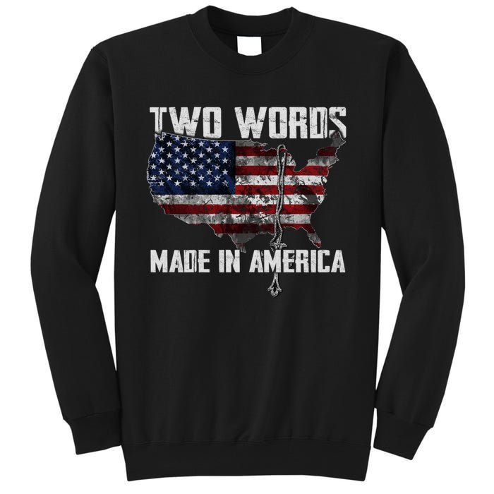 Two Words Made In America Joe Biden Vintage American US Flag Tall Sweatshirt