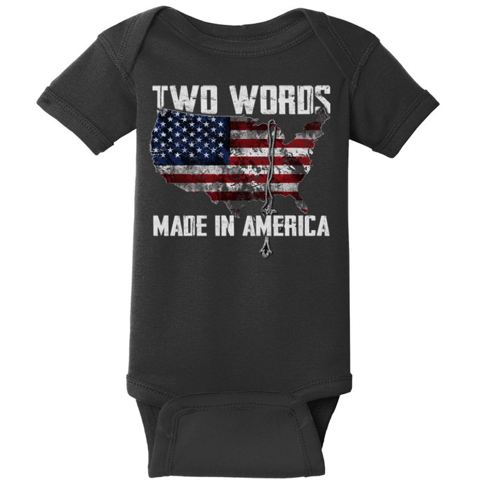 Two Words Made In America Joe Biden Vintage American US Flag Baby Bodysuit