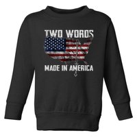 Two Words Made In America Joe Biden Vintage American US Flag Toddler Sweatshirt