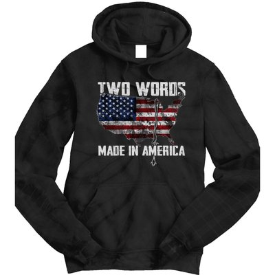 Two Words Made In America Joe Biden Vintage American US Flag Tie Dye Hoodie