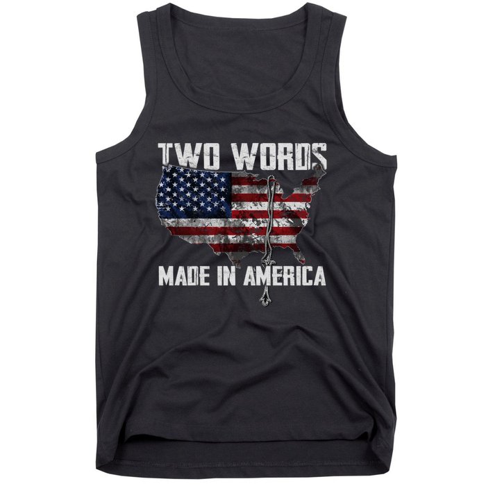 Two Words Made In America Joe Biden Vintage American US Flag Tank Top