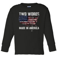 Two Words Made In America Joe Biden Vintage American US Flag Toddler Long Sleeve Shirt