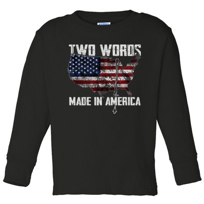 Two Words Made In America Joe Biden Vintage American US Flag Toddler Long Sleeve Shirt