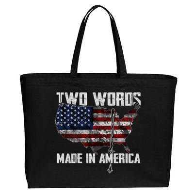 Two Words Made In America Joe Biden Vintage American US Flag Cotton Canvas Jumbo Tote