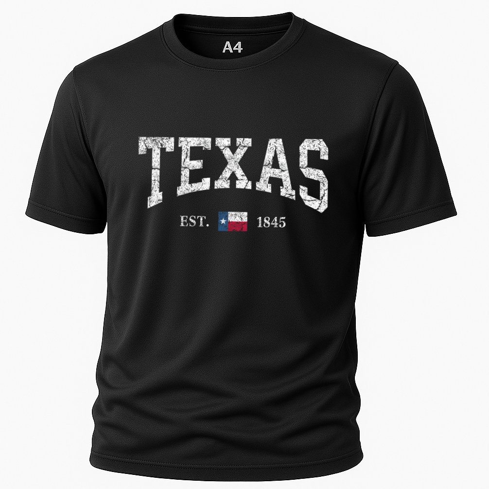 Texas Women Men Kids Texas State Map Flag Distressed Cooling Performance Crew T-Shirt