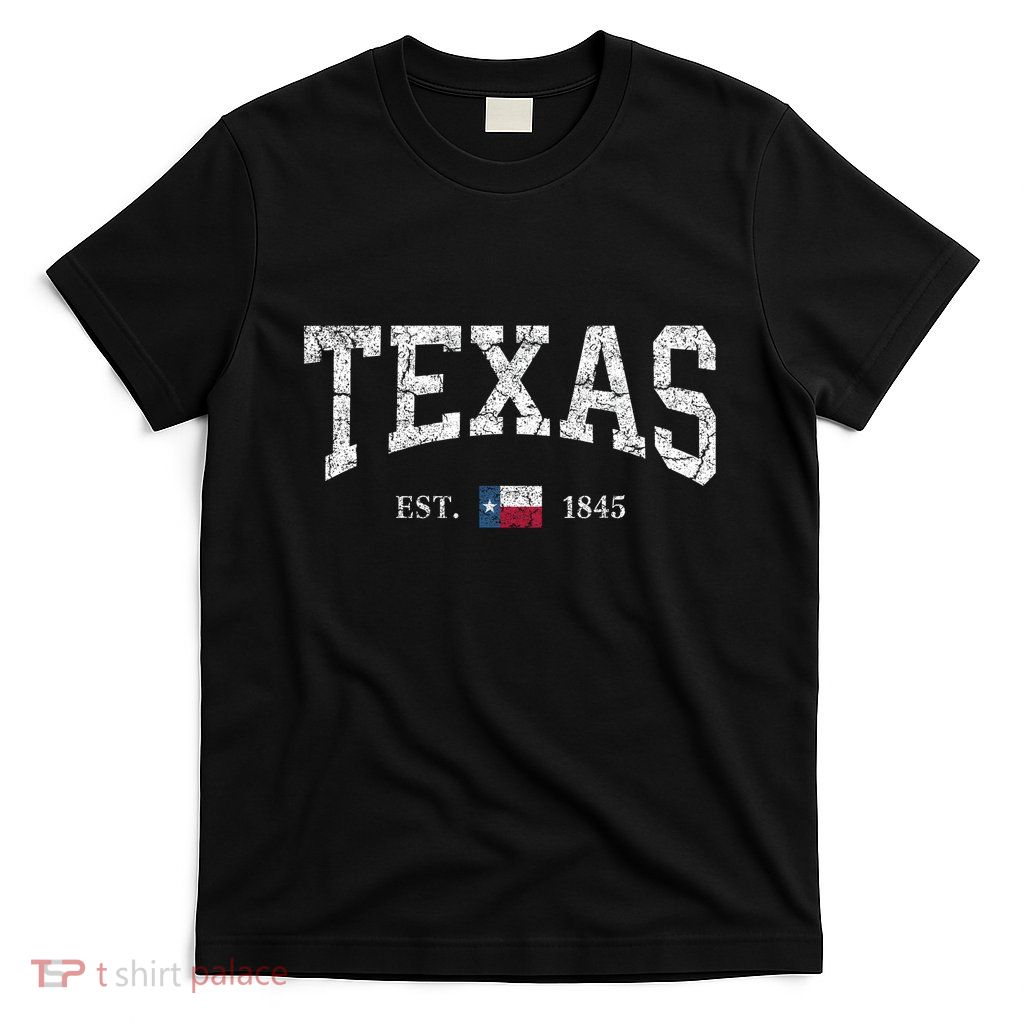 Texas Women Men Kids Texas State Map Flag Distressed T-Shirt
