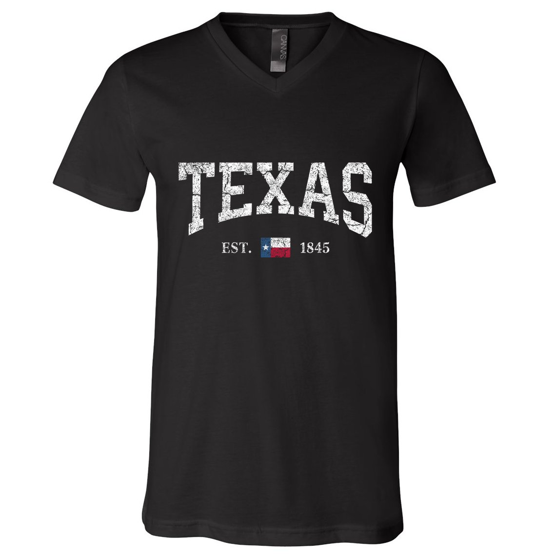 Texas Women Men Kids Texas State Map Flag Distressed V-Neck T-Shirt