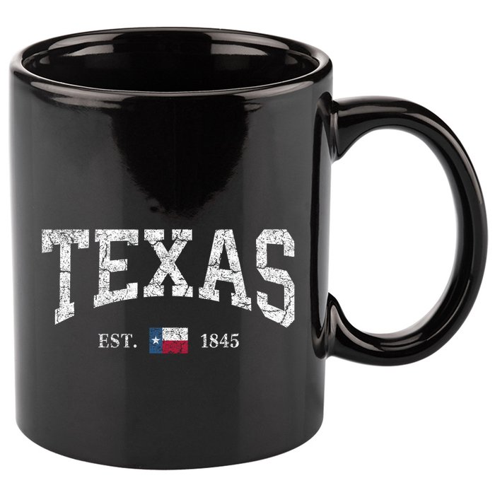 Texas Women Men Kids Texas State Map Flag Distressed 11oz C Handle Ceramic Mug
