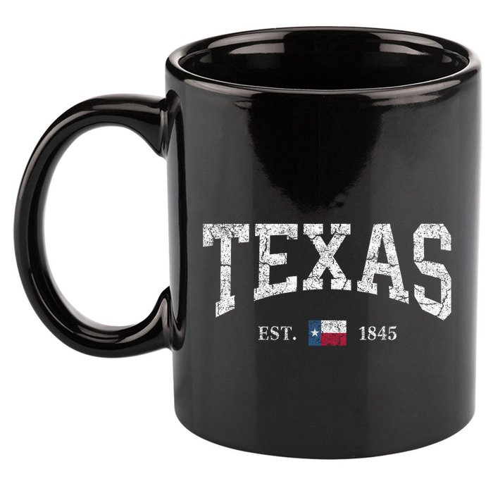 Texas Women Men Kids Texas State Map Flag Distressed 11oz C Handle Ceramic Mug