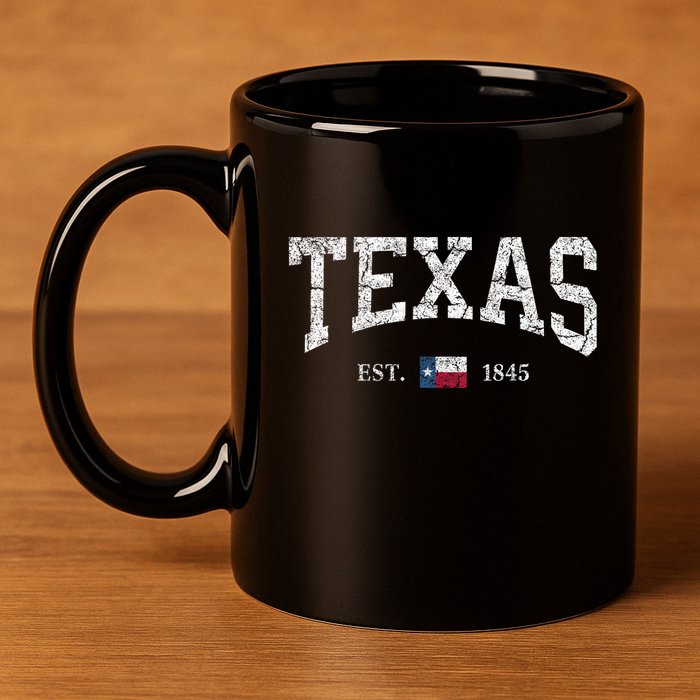Texas Women Men Kids Texas State Map Flag Distressed 11oz C Handle Ceramic Mug