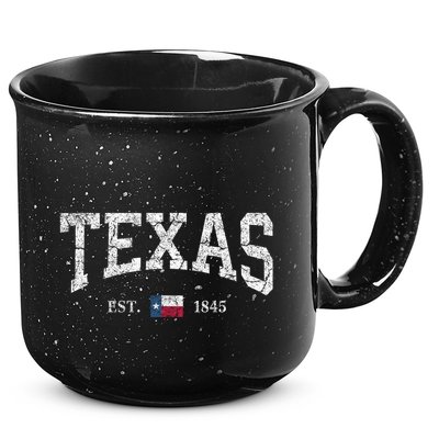 Texas Women Men Kids Texas State Map Flag Distressed 15oz Campfire Ceramic Mug