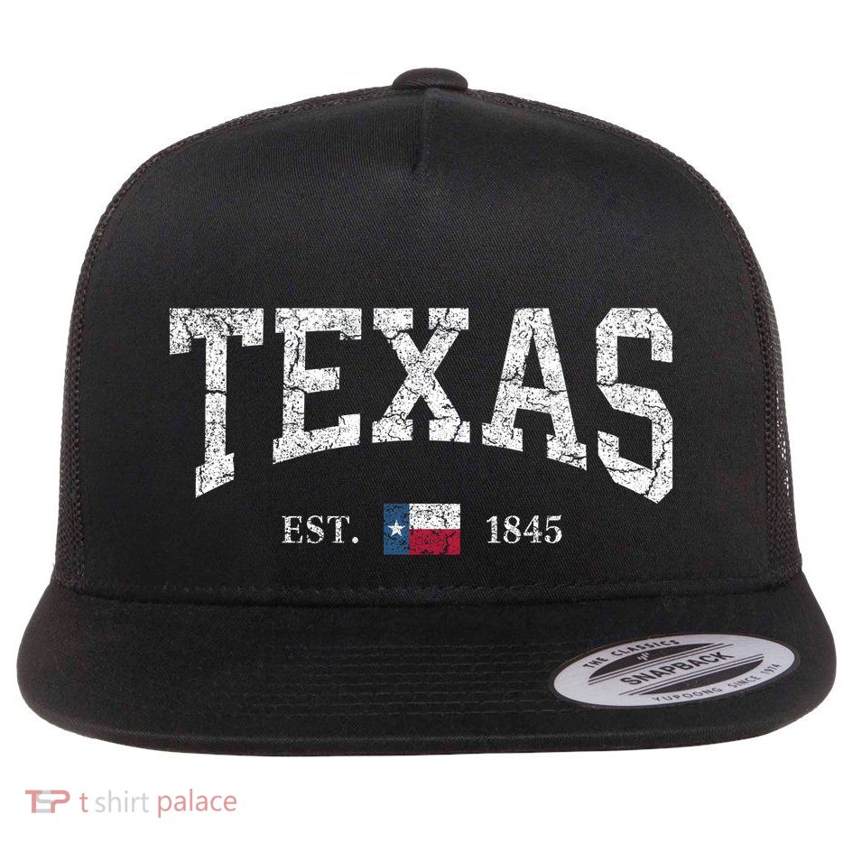 Texas Women Men Kids Texas State Map Flag Distressed Flatbill Hat