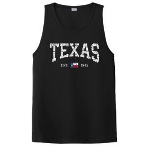 Texas Women Men Kids Texas State Map Flag Distressed PosiCharge Competitor Tank