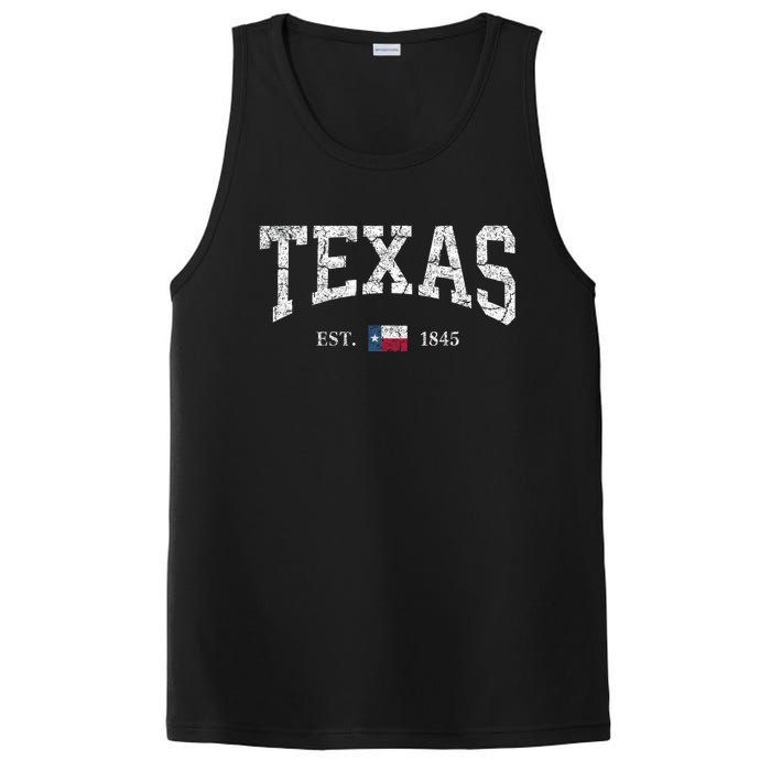 Texas Women Men Kids Texas State Map Flag Distressed PosiCharge Competitor Tank