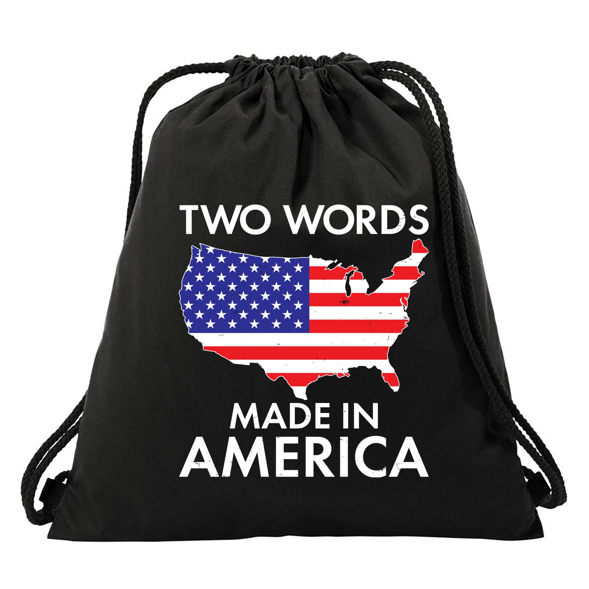 Two Words Made In America Drawstring Bag