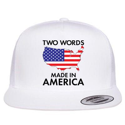 Two Words Made In America Flat Bill Trucker Hat