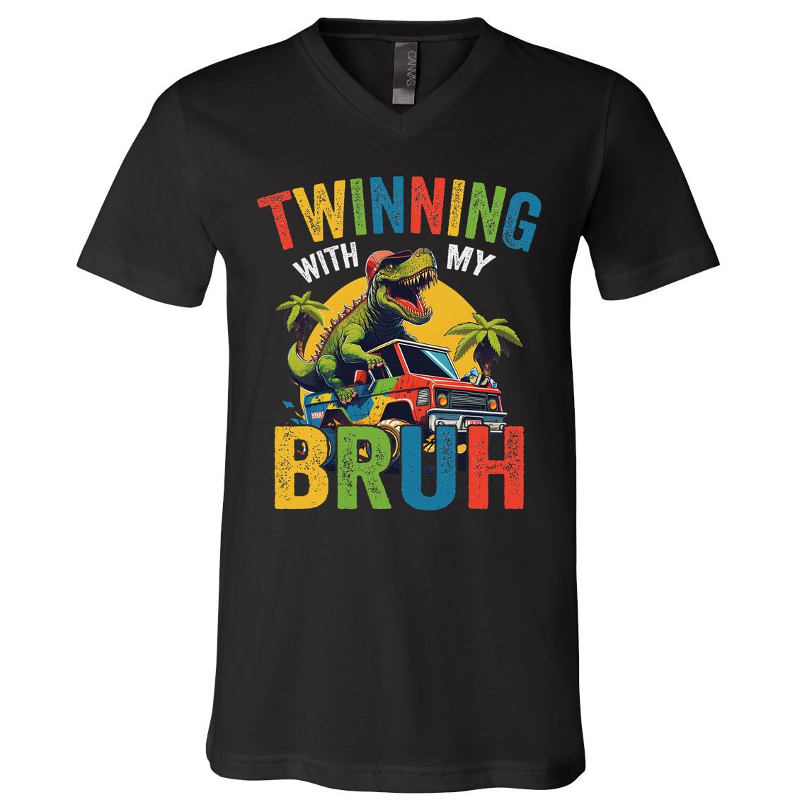 Twinning With My Bestie Funny Twin Day Spirit Week V-Neck T-Shirt