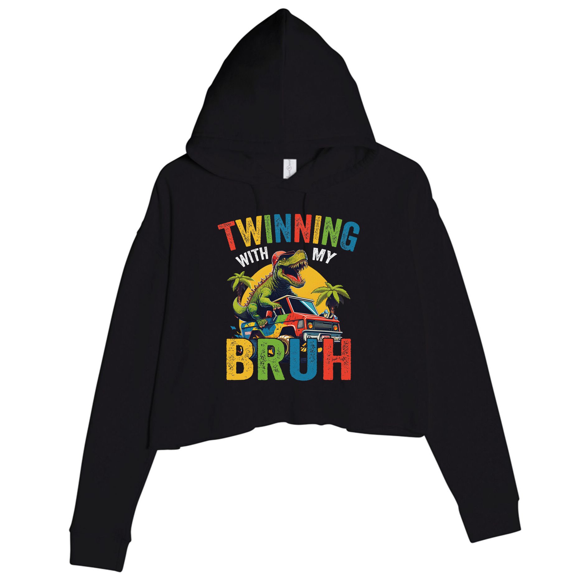 Twinning With My Bestie Funny Twin Day Spirit Week Crop Fleece Hoodie