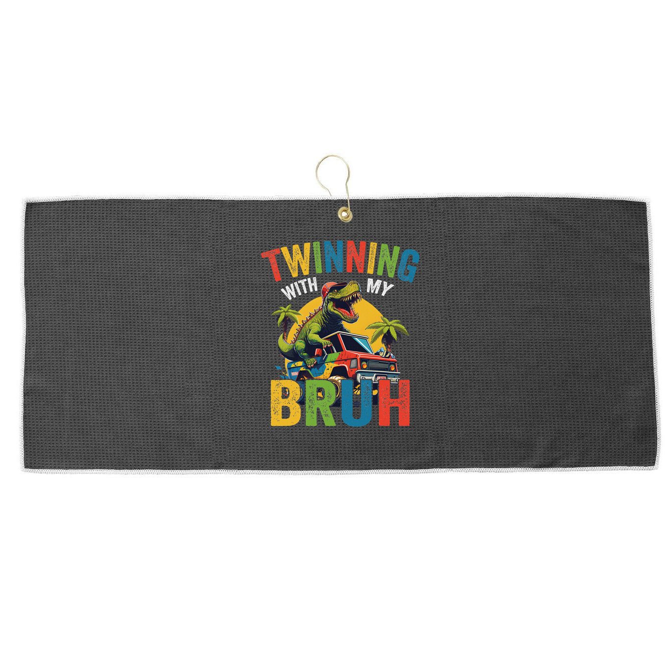 Twinning With My Bestie Funny Twin Day Spirit Week Large Microfiber Waffle Golf Towel